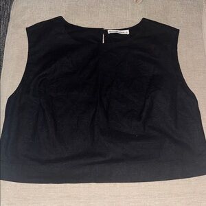🆕 Abercrombie & Fitch Black Linen Crop Tank Top